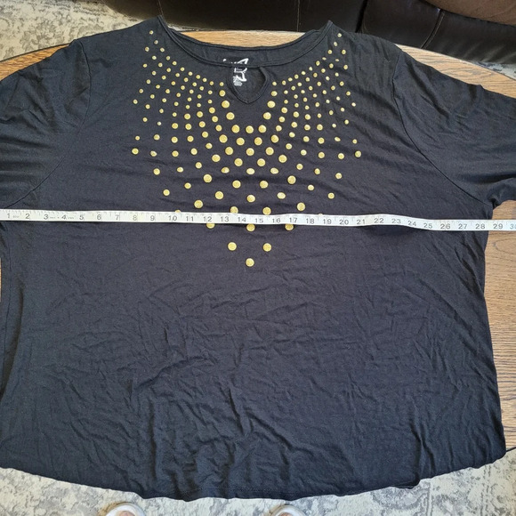 Just My Size Black Keyhole Long Sleeve Top with Gold Accent Dots Size women's 5X - Picture 6 of 8